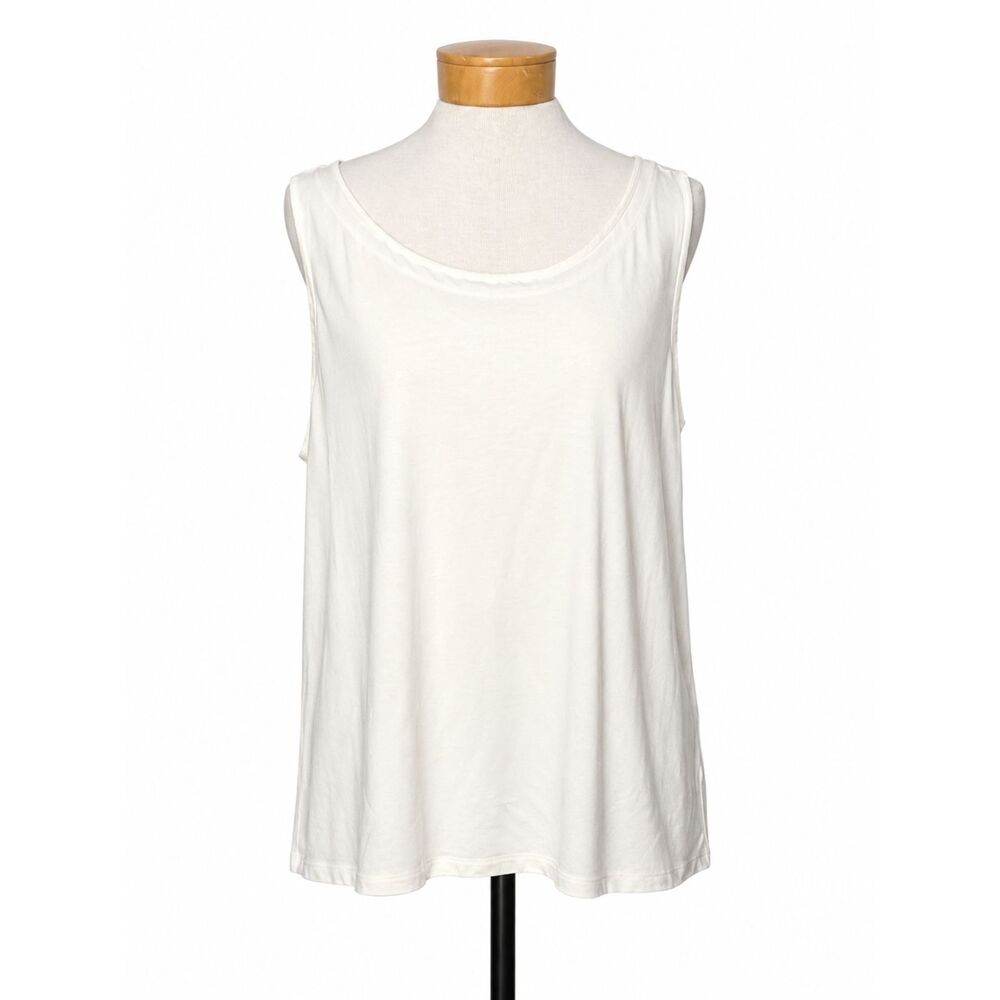 Talbots Womens 3XP Tank Top Plus Size Petite Cream Ivory Solid Scoop Neck Knit